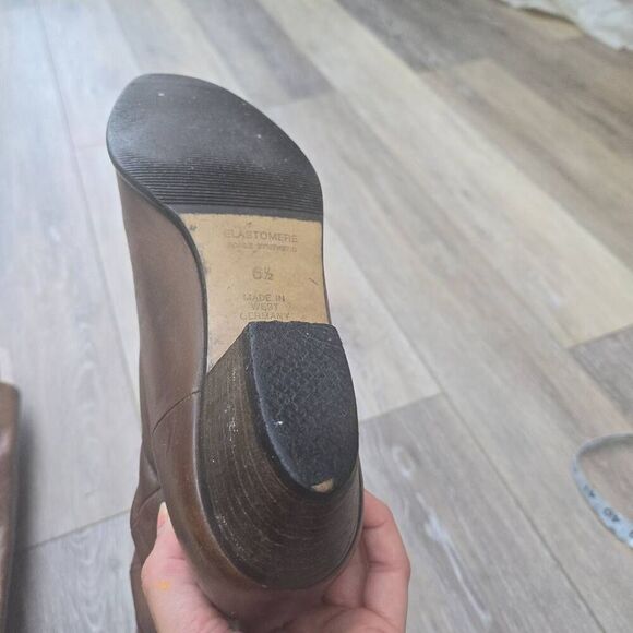 Peter Kaiser brown leather calf height boots women's 6.5 elastomere west Germany - Picture 4 of 13